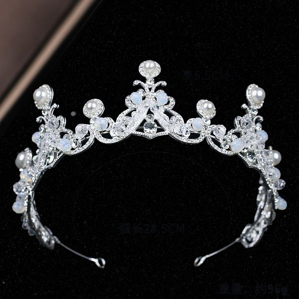 

new baroque crystal pearl tiara diadem for bride wedding hair accessories silver handmade tiaras and crowns women hair jewelry, Golden;white
