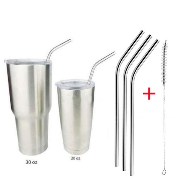 

4pcs stainless steel metal drinking straw reusable straws + 1 cleaner brush kit