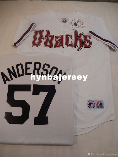 

дешевые пользовательские мужские аризона #57 чейз андерсон сшитые бейсбол джерси белые мужские сшитые трикотажные изделия большой и высокий, Black;blue