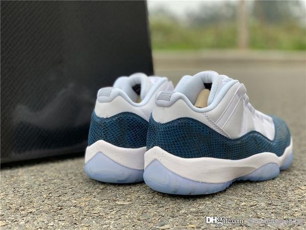 

new release 11 low blue snakeskin basketball shoes men 11s white black navy athletic sneakers with original box cd6846-102