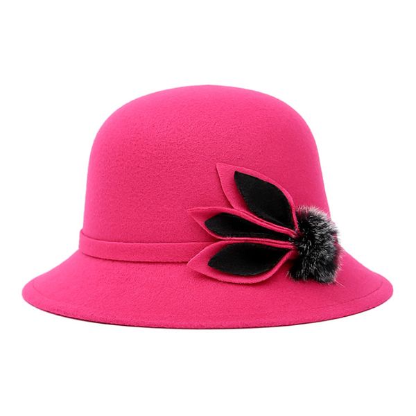 

ht1233 vintage retro women wool felt hats with handmade leaf solid autumn winter female bowler cloche hats lady new, Blue;gray