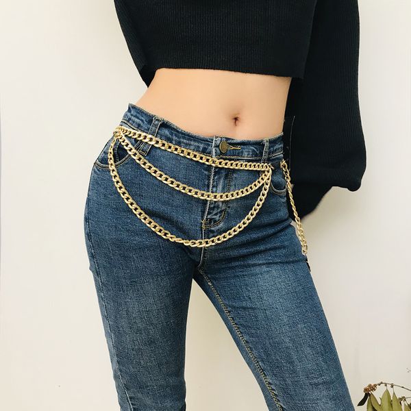 

cross-border ornaments in europe and america retro street pendant body chain simple multi-layered animal waist chain woman, Silver