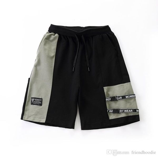 

kanye мужчины женщины сыпучие high street шорты кулиской contrast color лоскутное шитье шорты мужские hip hop streetwear, White;black