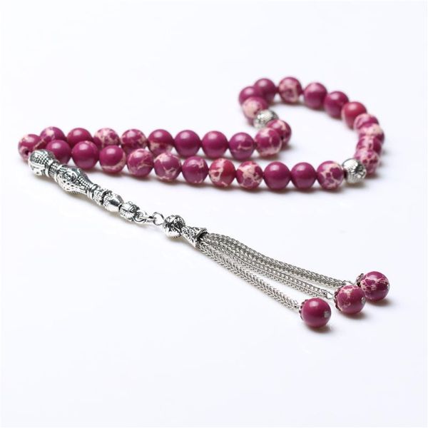 

factory wholesale muslim prayer beads necklace 8mm stone tassel tasbih, Black