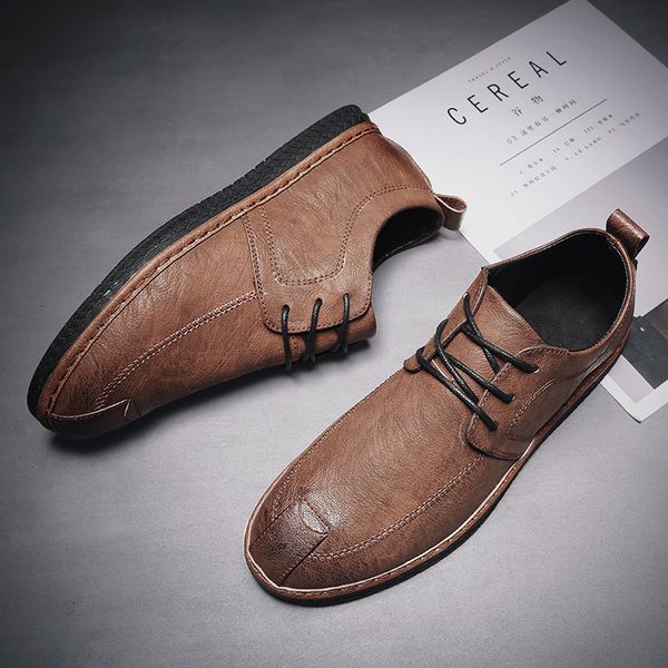 

2020 men casual shoes leather mens loafers shoes man moccasins italian breathable slip on boat %, Black