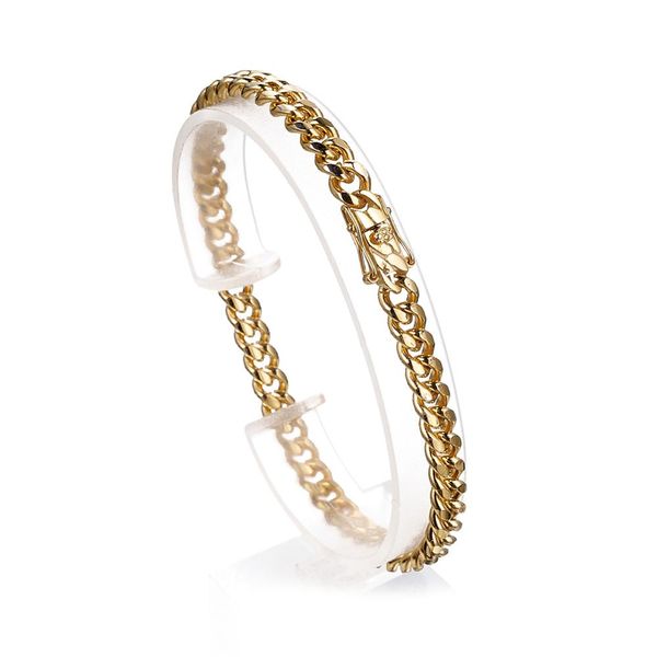 

new men's women's ornaments 7-11 inches gold tone miami curb cuban chain bracelet jewelry trendy stainless steel 6mm, Black
