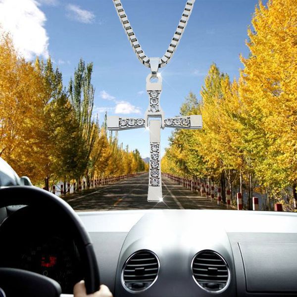 

car pendant fashion diamond cross religion jewelry auto rearview mirror decoration accessories car hanging ornaments gifts