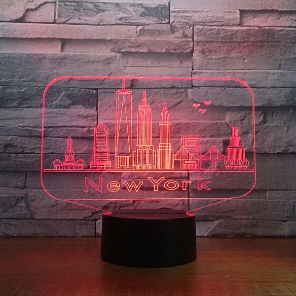 

new york city building 3d night light colorful led atmosphere bedroom table lamp lovely 7 color change 3d usb led night light
