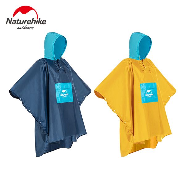 

naturehike 3 in 1 multifunction raincoat waterproof poncho rainwear outdoor rain coat for camping hiking fishing mountaineering, Blue;black