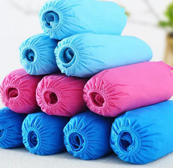 

100pcs 1lot 1 color non woven shoe covers disposable booties dustproof anti-slip shoes covers disposable personal protection kka7857