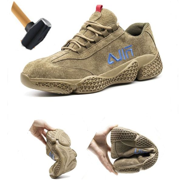 

safety shoes men boots steel toe lightweight anti-smashing breathable comfortable wear-resisting luxury designer sneakers, Black;brown