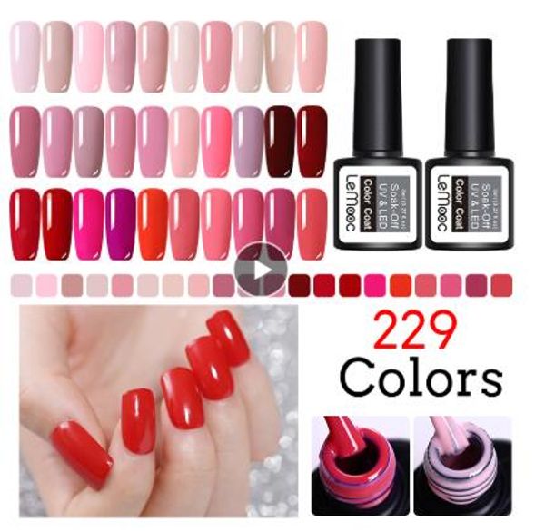 

8ml gel nail art polish varnish for manicure uv 229 colors vernis semi permanent hybrid nail gel lak primer base, Red;pink