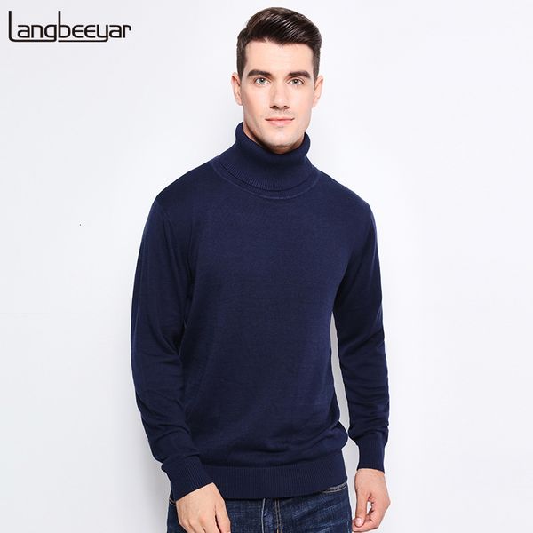 

new autumn winter fashion brand clothing men's sweaters warm slim fit turtleneck men pullover 100% cotton knitted sweater men sh190930, White;black