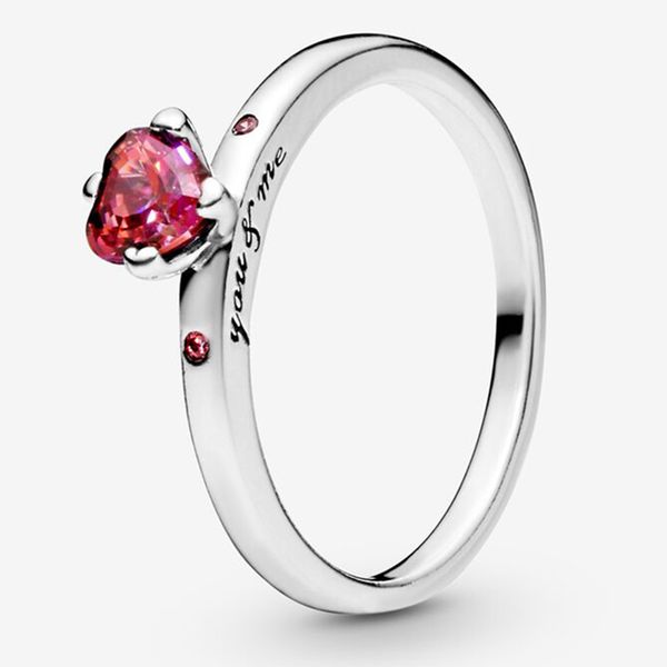 

fit pandora sparkling red heart ring authentic sterling silver 925 bracelet 100% pendant charms european rings diy style jewelry