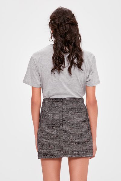 

trendyol gray textured knit skirt twoaw20et0264, Black