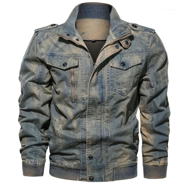 

designer jackets denim washed casual cool pockets zipper long sleeve stand collar jackets fashion mens coats street style mens, Black;brown
