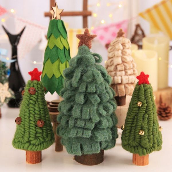 

artificial wool tree decor shop window decoration wool felt tree old man snowman doll shop bar decoration for new year gift