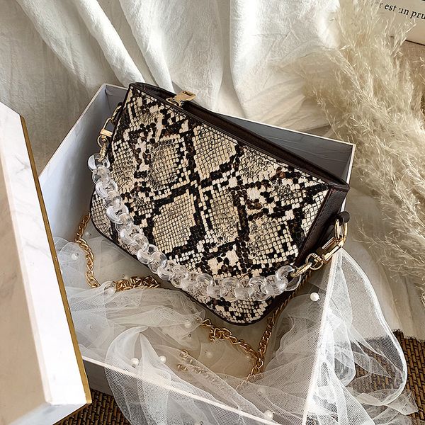 

новый 2020 летний змеиный узор женская сумка европейский и американский мода цепи crossbody небольшой квадратный мешок pu женский