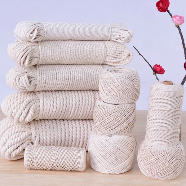 

Beige cotton cord rope multi ize diy thick braided twine tring rope handmade craft home decorative multi function 1 6mm