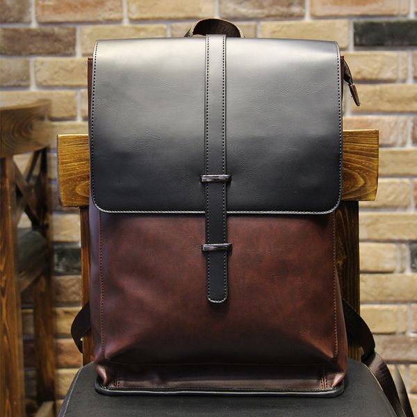 

vintage leather backpacks for teenagers large capacity pu daypacks designer waterproof rucksacks 14" lapschool bag