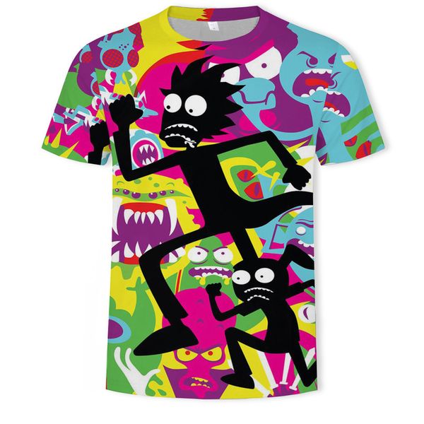 

mens designer cartoon animation 3d digital printing round collar short sleeve t-shirtelxw, White;black
