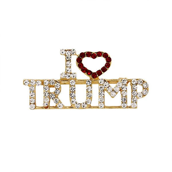 

i love trump brooch pins shining rhinestone letter glitter brooches women fashion crystal heart pins party favor gift t370, Gray