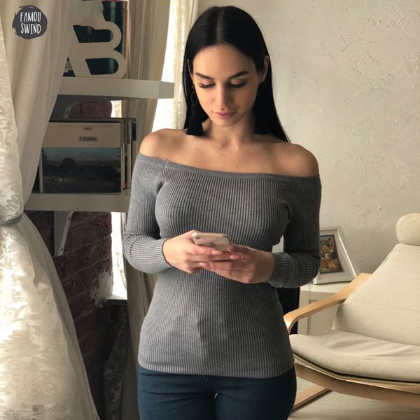 

sweater warm and elegant off shoulder knitted women autumn charm jumper pull femel winter high stretch knitwear, White;black