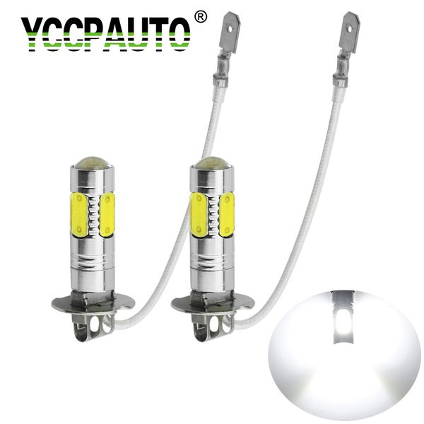 

gfoloza 2pcs h3 led fog light bulbs 7.5w 5cob car auto led daytime running light drl with lens white amber ice blue car styling
