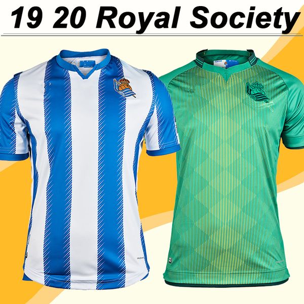 

19 20 royal society juanmi mens soccer jerseys oyarzabal x. prieto home blue white away green football shirts camisetas de futbol uniforms, Black;yellow
