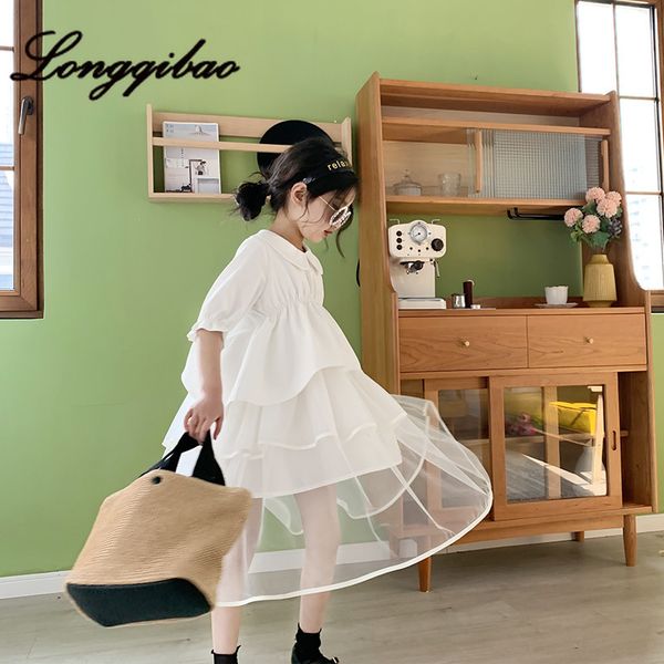 

baby girl cotton dress 2020 summer new fashion wild doll collar mesh cake dress puffy princess children's clothes, Red;yellow