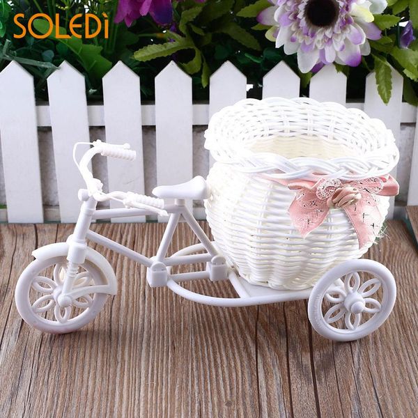 

soledi plastic white tricycle bike design flower basket container plant home weddding christmas valentine's day decor gift