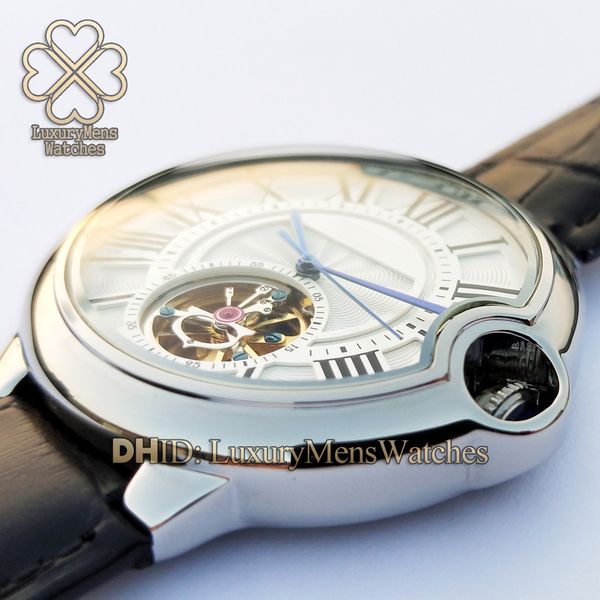 

6 style mens watch 316l stainless steel case 43mm brown black leather strap fashion casual watch automatic movement watches reloj de lujo, Slivery;brown