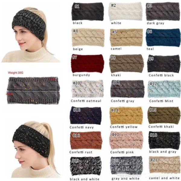 

вязаные крючком широкий оголовье женщины зимние виды спорта headwrap hairband тюрбан уха грелки уха халявы конский хвост волосы accessaries, Silver