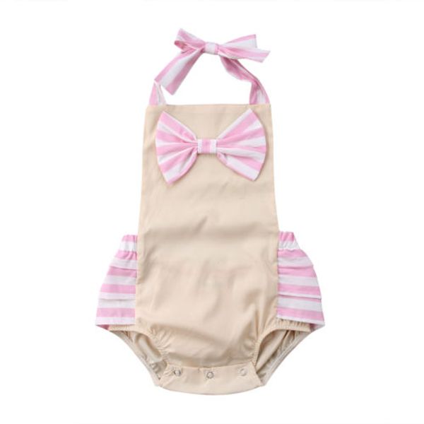

Pudcoco 2019 Hot Summer Newborn Baby Girl Cute Bowknot Jumpsuit Sleeveless Cotton Striped Girls Bodysuits One-Pieces 0-18M