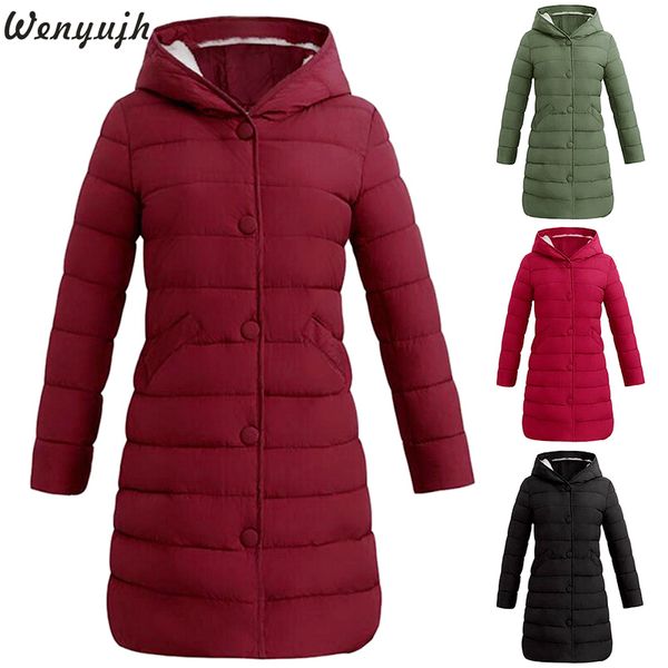 

wenyujh 2019 new brand winter down jacket women long white duck down coat outwear ultralight hooded thin coat parka plus size, Black