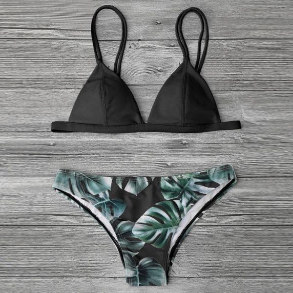 

kancoold bra & brief sets bikini set print leaves push-up padded bathing swimsuit beachwear swimwear women 2018jul24, Red;black