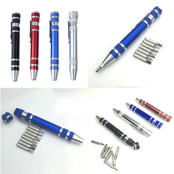 

multi-function 8 in 1 precision screwdriver with magnetic mini portable portable aluminum tool pen repair tools for mobile phone dbc vt0220