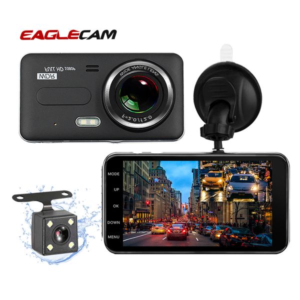 

eaglecam car dvr 4 inch auto camera dual lens fhd 1080p dash cam video recorder with rear view camera registrator night vision