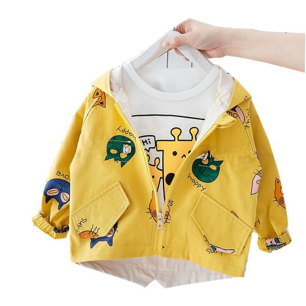 

kids jacket 2020 spring autumn printing cute baby girls trench jacket outerwear boys jacket windbreaker coat children clothing, Blue;gray