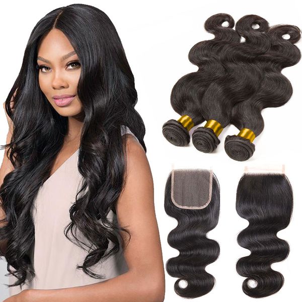 Body Wave 3 Bundles With Closure Raw Indian Hair Bundles For