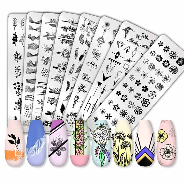 

nail art templates beauty health nail artnail templates pict you flower geometry nail stamping plates animal leaves diy image, White