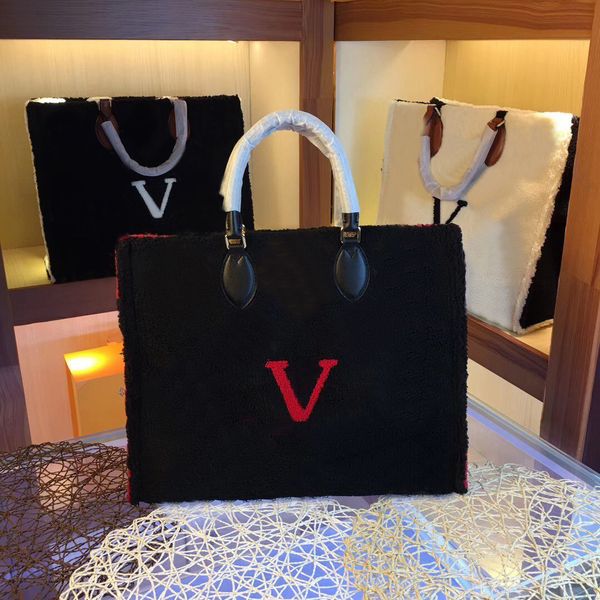 

l leatter genuine leather brand big shopping bag teddy onthego fur petite boite chapeau bag women reverse monogrram shoulder handbag m55420