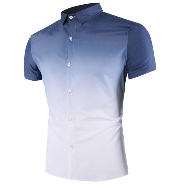 

2020 mens slim fit shirt men short sleeve business formal casual shirt men turn-down collar contrast color blouse -3xl, White;black