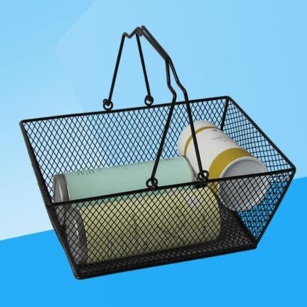 

metal shopping basket iron wire mesh shopping food fruits storage basket cosmetics storage baskets with handle outdoor products lxl741q