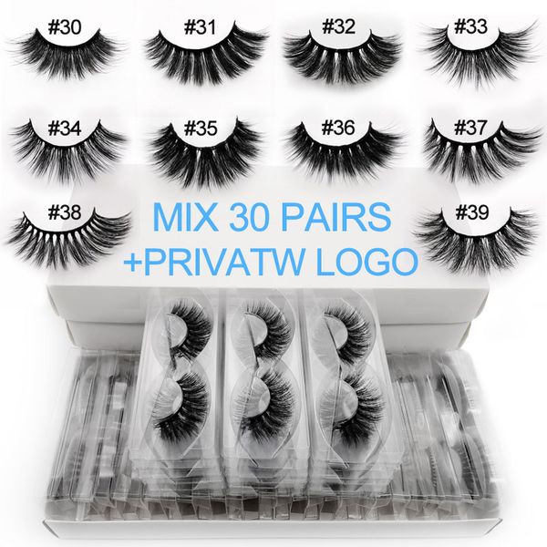 

30 pairs wholesale mink eyelashes bulk fluffy 3d lashes 100% cruelty natural long false eyelash extension makeup cilios