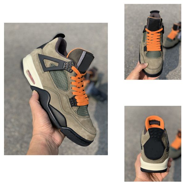 

quality travis scott 4 unbeaten male basketball shoes 2019 new 4s green clementine suede sneakers with box