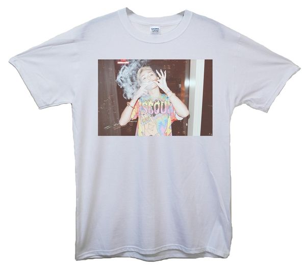 

brand miley cyrus smoking t-shirt summer men's short sleeve t-shirt, White;black