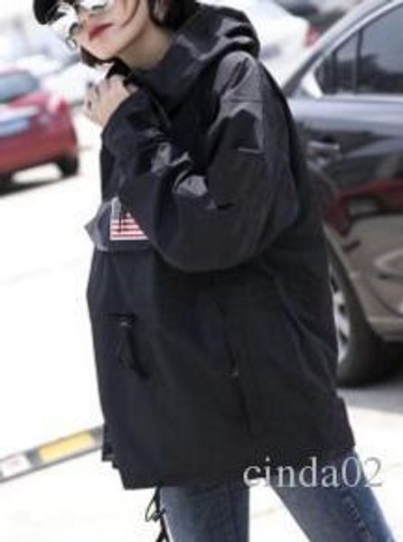 

us flag windbreakers mens women fashion brand jackets coats hip hop streetwear hooded outerwear loose coats, Black;brown