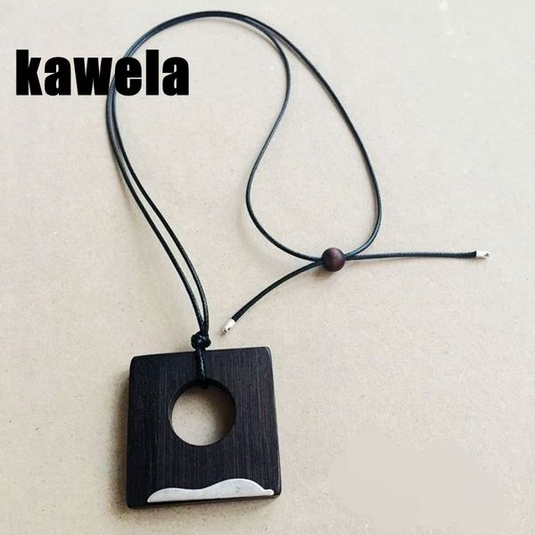 

new fashion square filigree wood pendant adjusted necklace, Silver