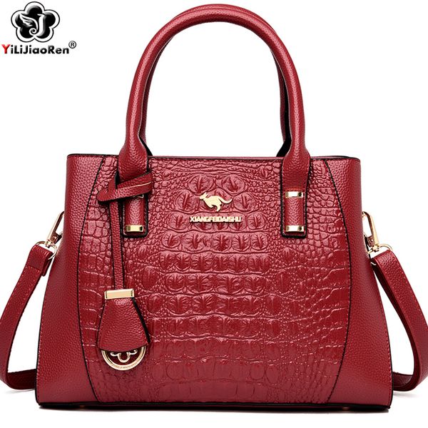 

fashion handle bag for women crocodile pattern shoulder messenger bags female large ladies handbag bolsas de mujer